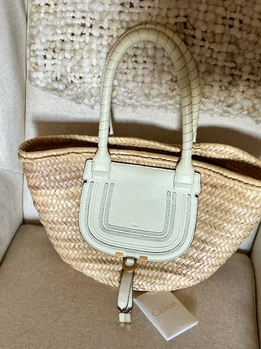 Beautiful and 100% authentic Chloe Marcie summer raffia tote bag
